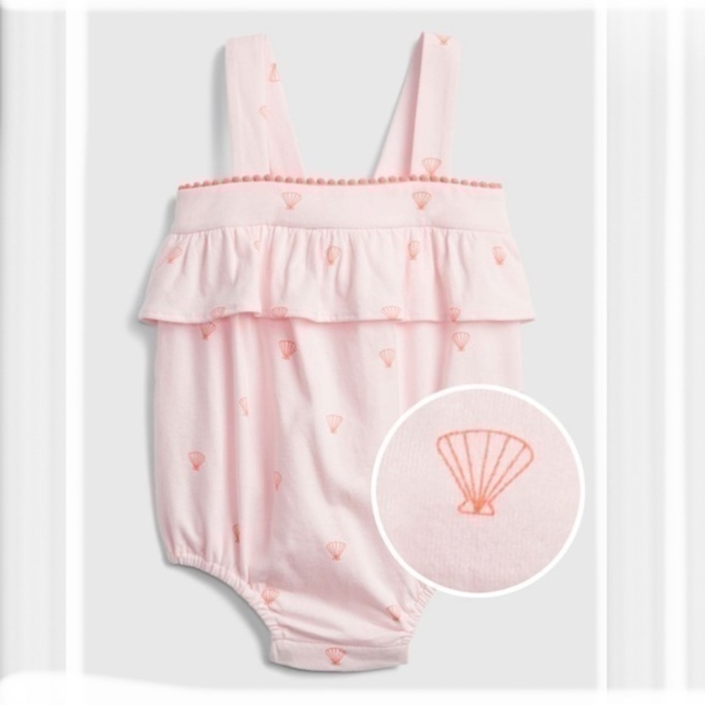 Baby Girls Bubble Ruffled Pink Romper Gap